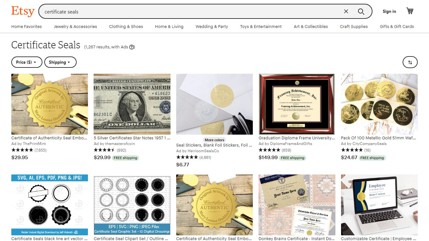 Certificate Seals - Etsy